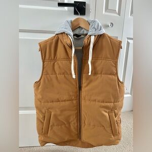 George Men's Tan Vest with Gray Hood